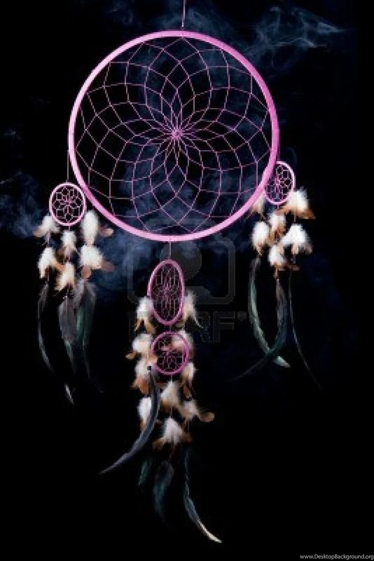 770456 pink dream catcher with puff of smoke on black backgrounds ...