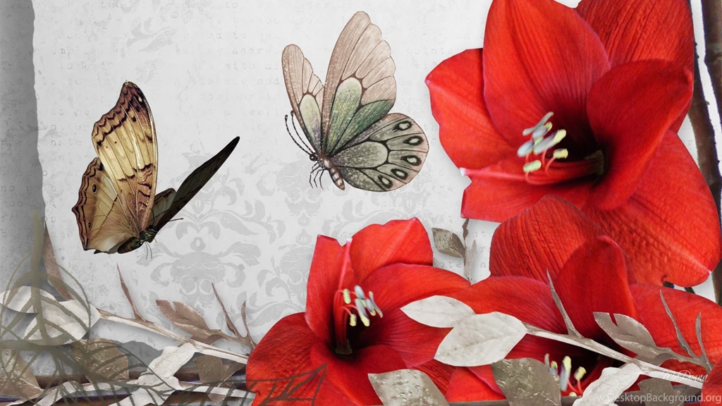 Red Flower and butterfly Vintage Wallpapers 45502892.jpg