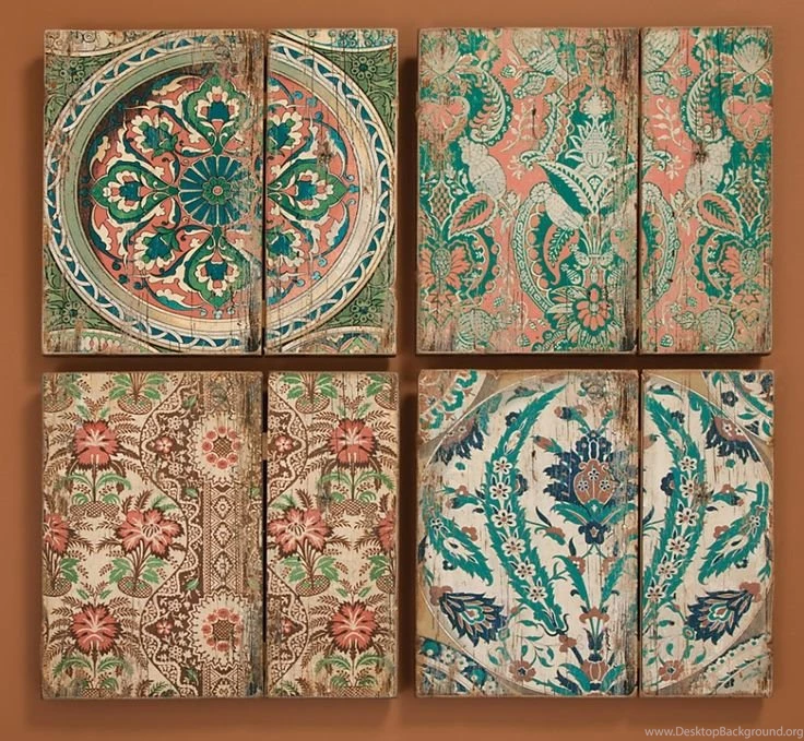 Wall Panels: Vintage Wallpapers Patterns On Wood Have A Distressed ...