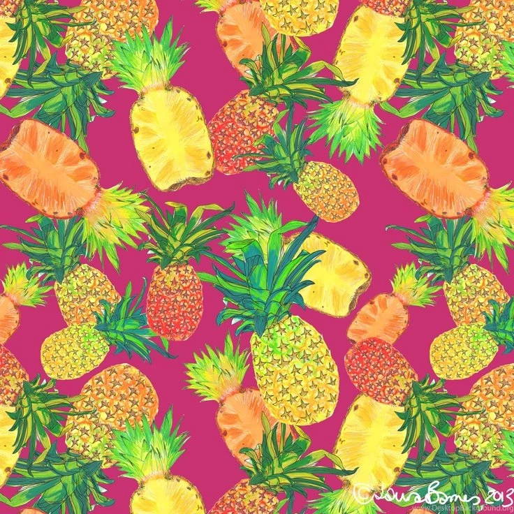 Wallpaper, Pineapple Illustration, Pink, Tropical,