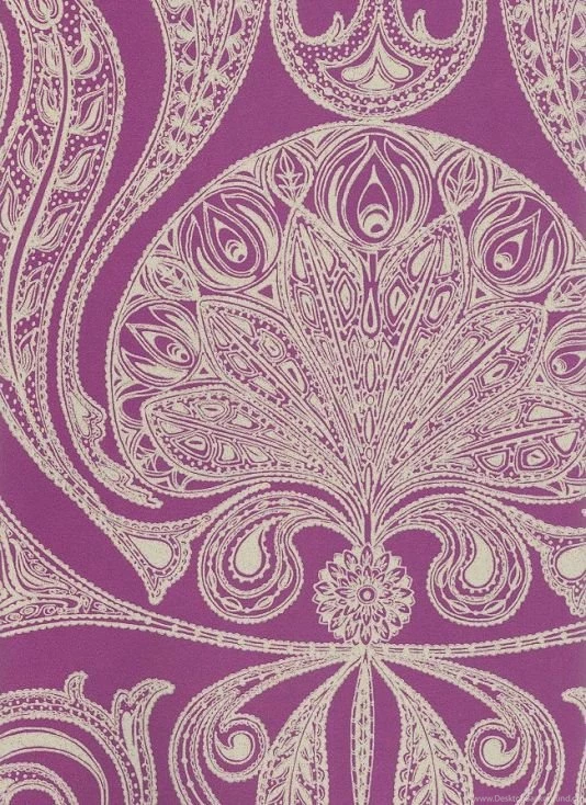 Malabar Wallpapers Cream On Purple Indian Paisley Design Wallpapers ...
