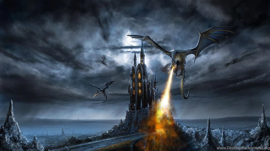 Dragon Castle, Fantasy, Attack, Artwork, Fire, 1920x1080 HD ...