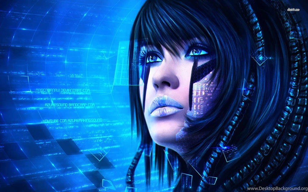 Brunette Cyborg With A Blue Eyes Wallpapers   Fantasy Wallpapers ...