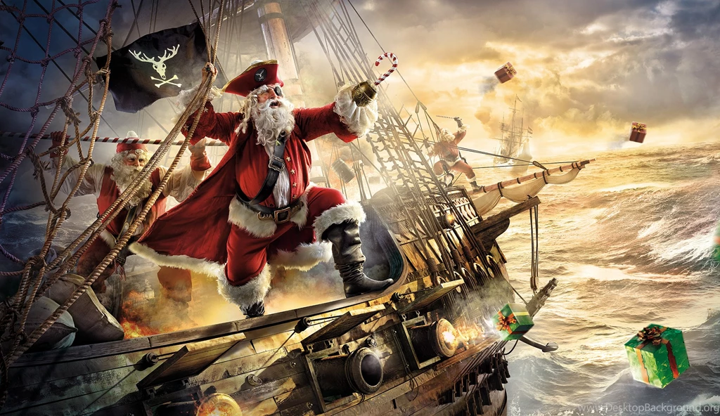 Advertisements Christmas Santa Seasonal Pirates Fantasy Ships ...