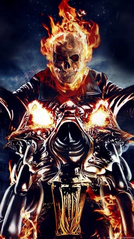 Download Wallpapers 540x960 Ghost Rider, Motorcycle, Fire, Skull ...