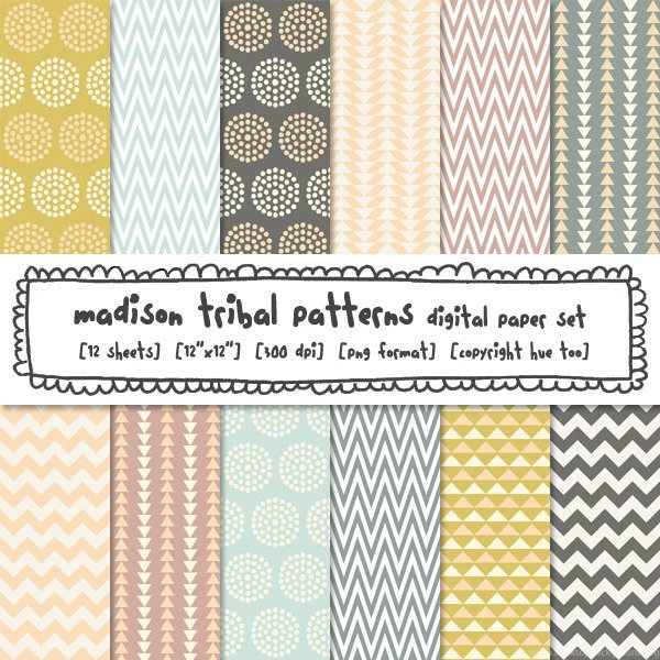 Tribal Pattern Digital Paper Photography Backgrounds By Huetoo