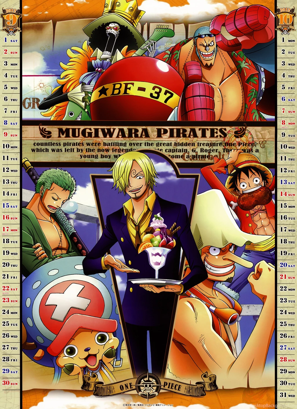 One Piece (anime) Roronoa Zoro Chopper Calendar Anime Franky (One ...
