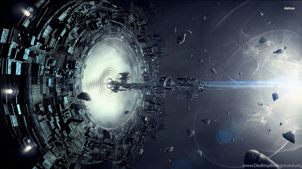 Spaceship Entering The Gate Wallpapers Fantasy Wallpapers