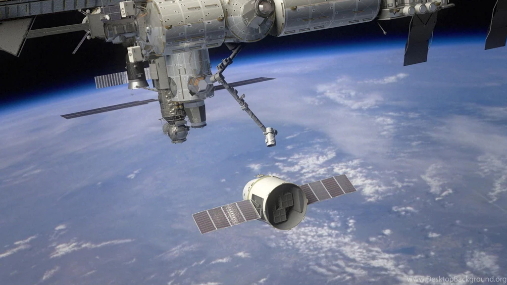 Download Wallpapers 3840x2160 Spaceship, Dragon, Iss, Planet, Earth ...
