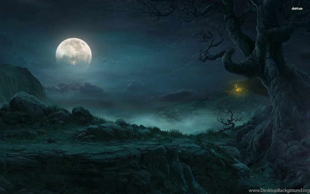 3032) Dark Forest Moon Wallpapers Design WalOps.com