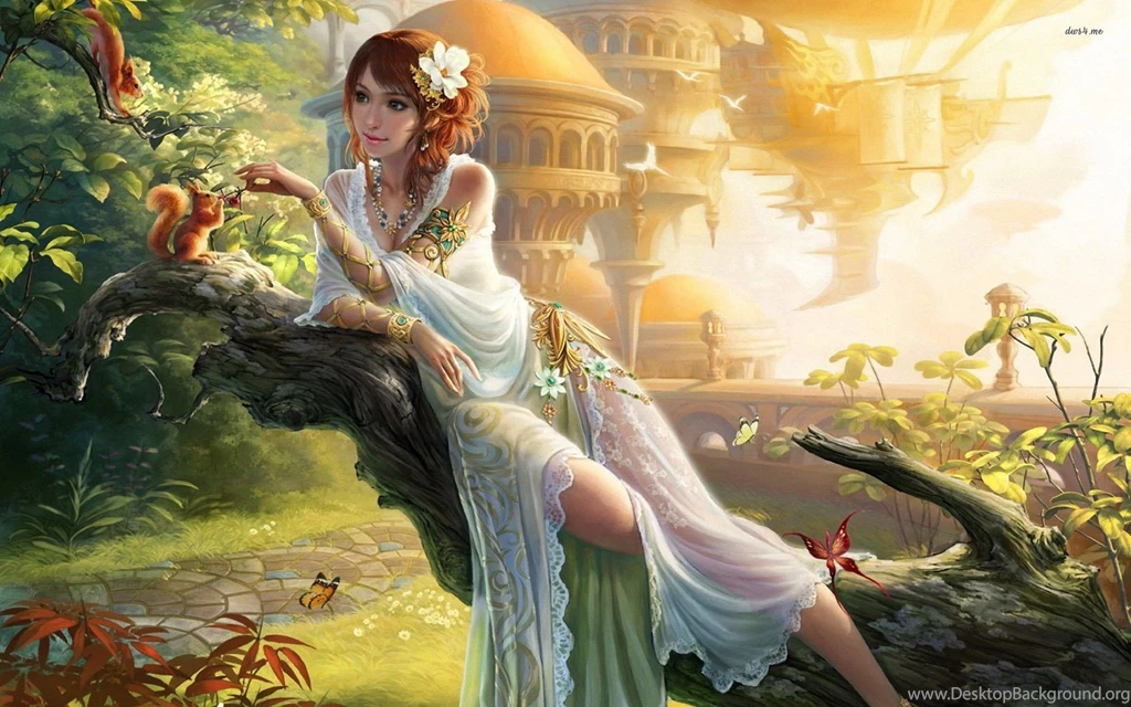 27042 Fairy Sitting On A Tree Trunk 1920×1200 Fantasy Wallpapers ...
