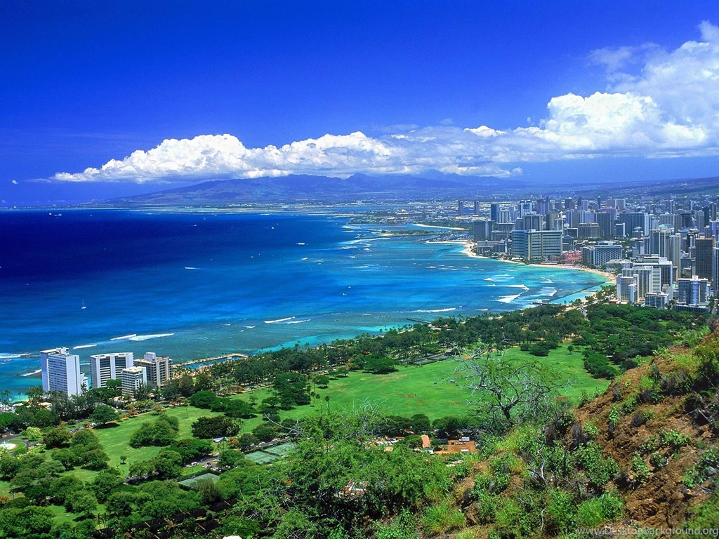 View From Diamond Head, Oahu, Hawaii Desktop Wallpapers