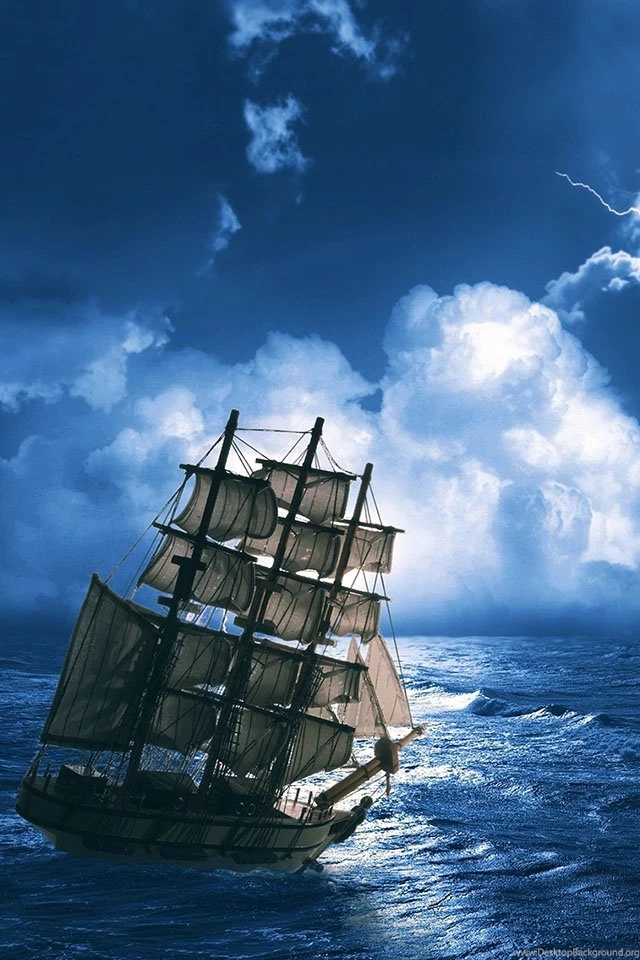 Sailing Ship In Storm iPhone 4s Wallpapers Download