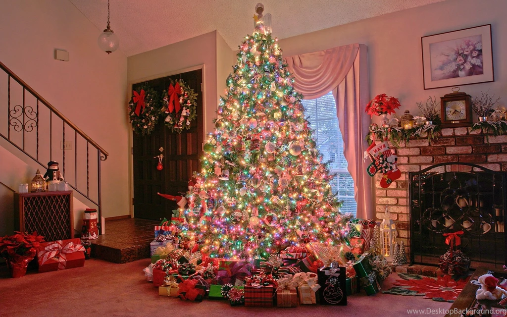 Christmas Tree Ornaments Fireplace Gifts Home Hd Wallpapers