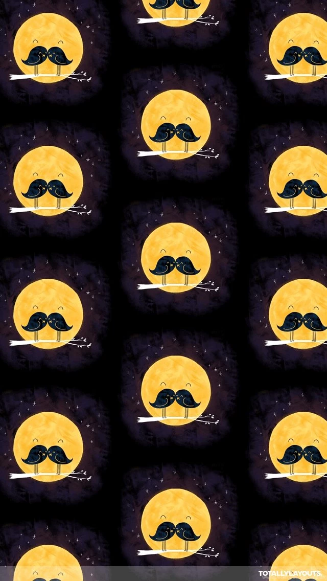 Cute Mustache Bird Moon iPhone Wallpapers Cute Wallpapers