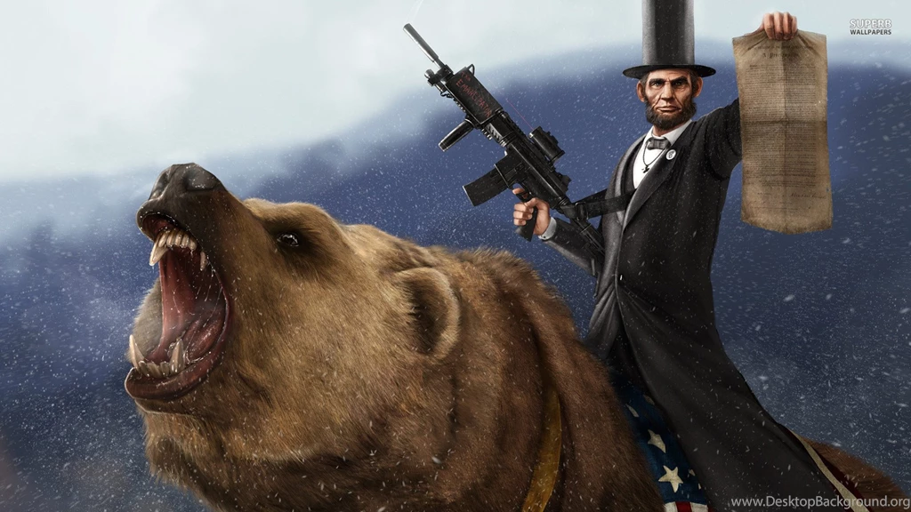 Abraham Lincoln Riding A Grizzly Holding An M 16 Wallpapers ...