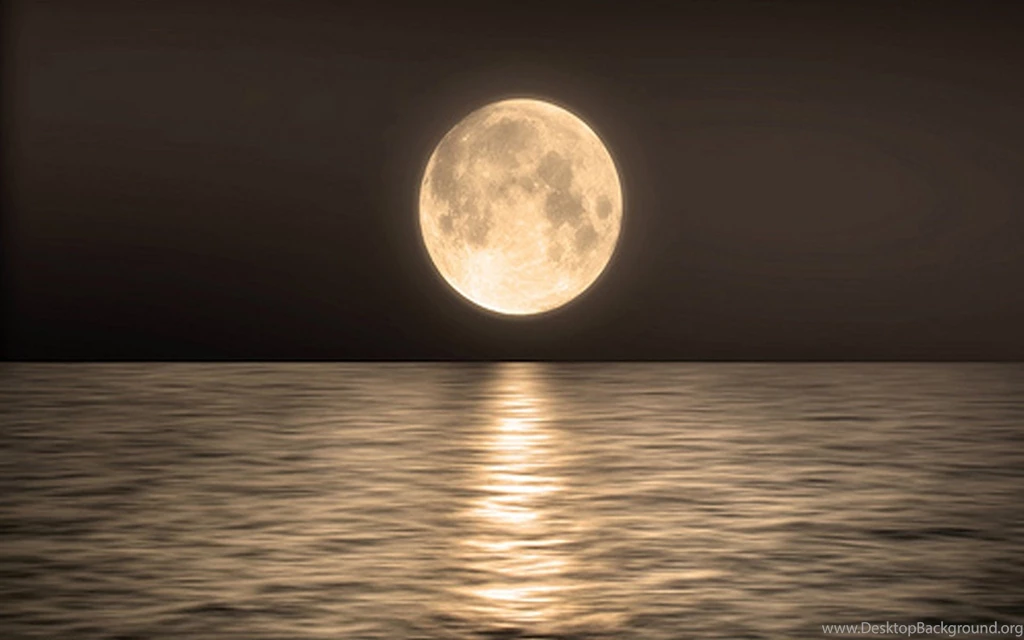 Full Moon Over Ocean At Night Wallpapers