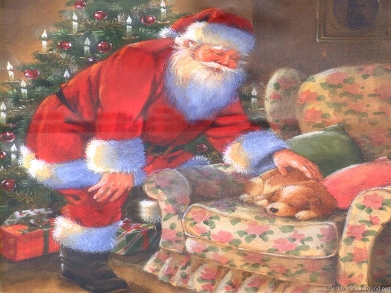 Santa And A Puppy Christmas Wallpapers (9141800) Fanpop