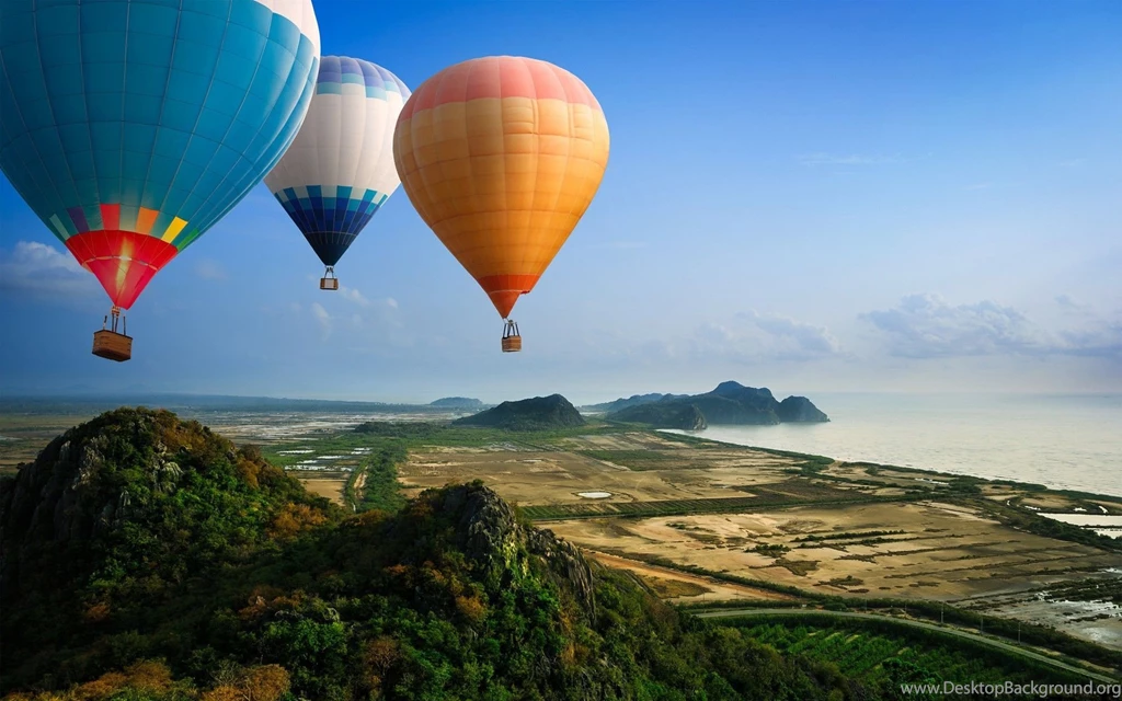 Hot Air Balloons Over The Coast, Field, Sky, Photography ...