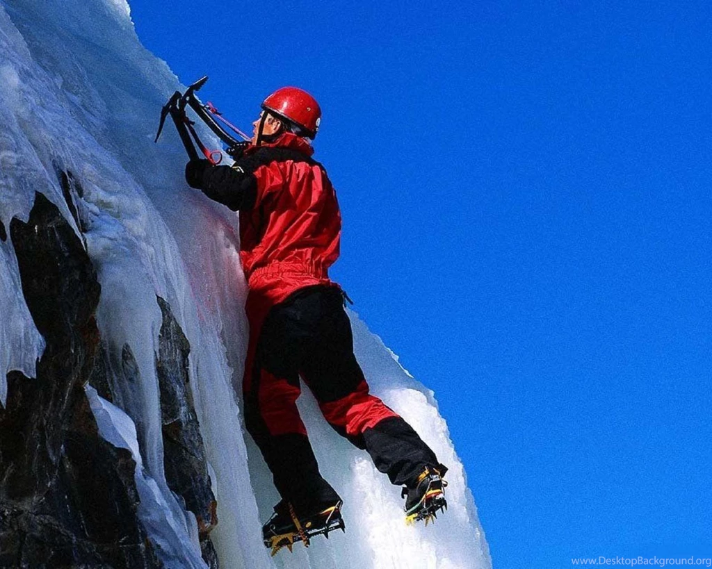ONE MAN ICE MOUNTAIN CLIMBING WALLPAPER   (