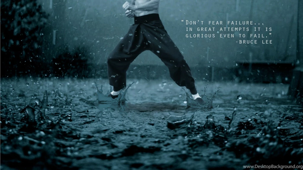 Bruce Lee Karate Don't Fear Failure Rain Wet Cover Photo Wallpapers ...