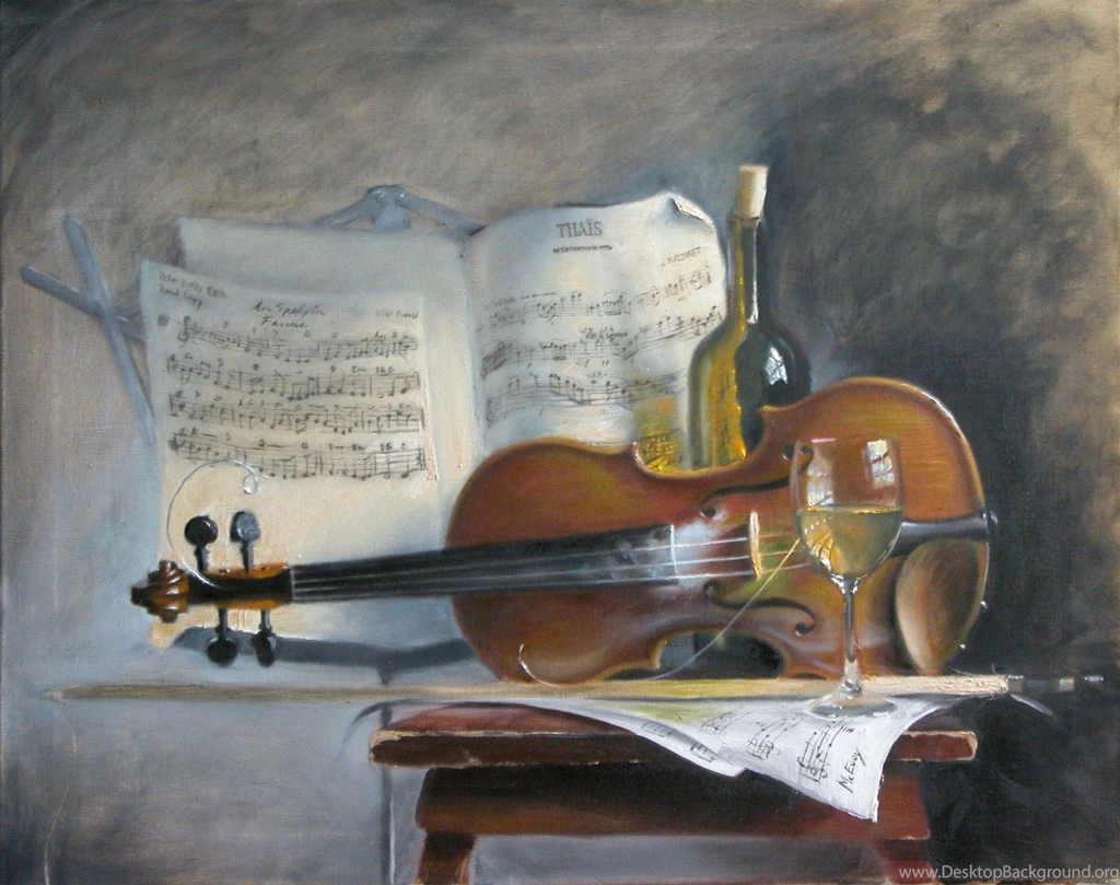 Painting Violin Art Wallpapers Music   (