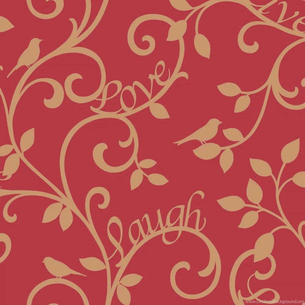 Fine Decor Live Love Laugh Scroll Wallpapers Red / Gold (FD40284 ...