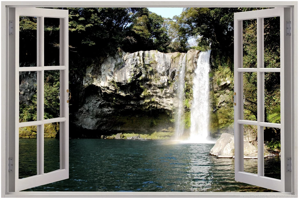Huge 3D Window Waterfall View Wall Stickers Film Mural Art Decal ...