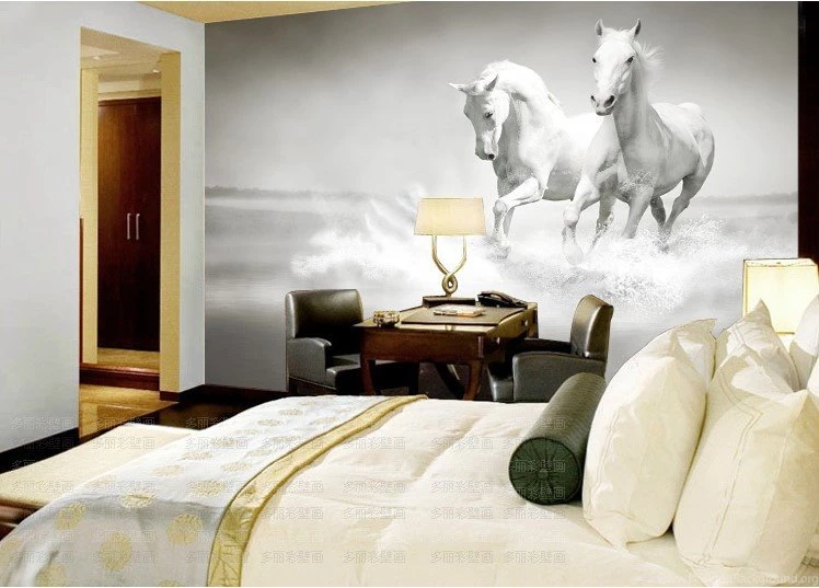 Custom Photo Wallpapers Roll White Horse Large Mural Continental ...