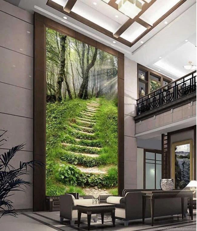 3d Wallpaper, 3D Mural Natural Ladder Entrance Murals For Tv Sofa ...