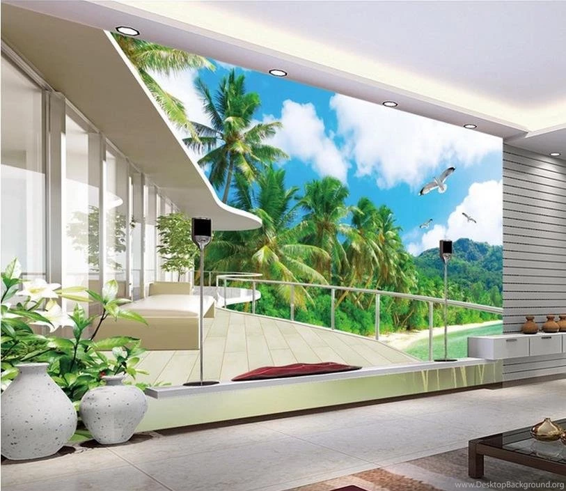 Modern Wall 3d Murals Wallpapers , HD Aegean Beach Scenery 3D Mural ...