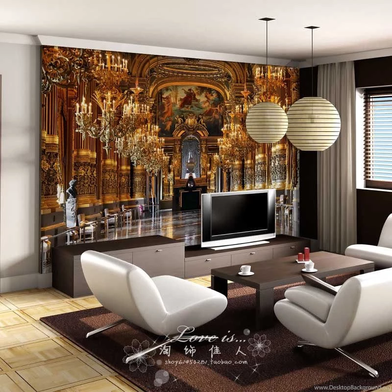 Luxury Embossed Mura Wallpapers 3d Palace Classic Tv Sofa ...