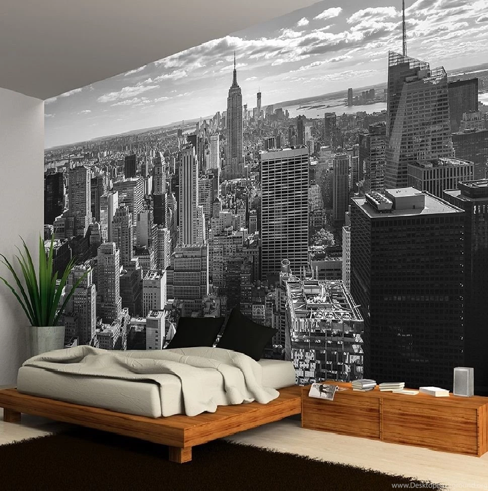 New York Manhattan Murals, Skyline And Brooklyn Bridge Cityscape ...