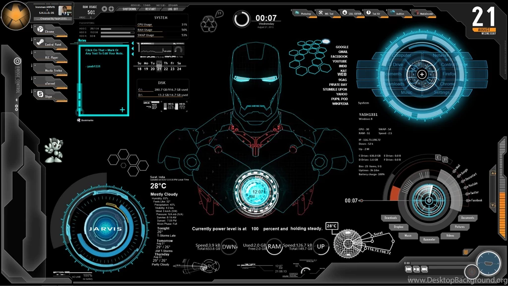 Free Iron Man Jarvis Backgrounds