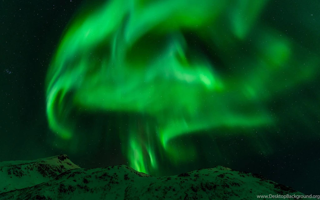 Aurora Borealis Northern Lights Night Green Stars Mountains ...