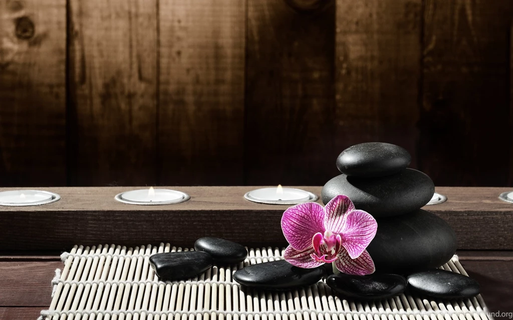 Black Stone Candle Light Desktop