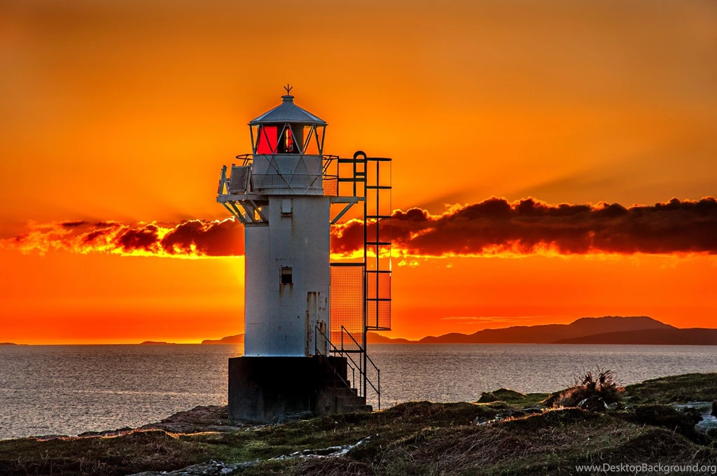 Lighthouses: Lighthouse Sunset Sea Sky Coastline Clouds Colors ...