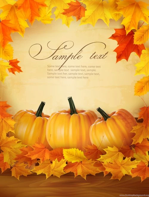 Autumn Pumpkin With Wood Board Backgrounds Vector 02   Vector ...