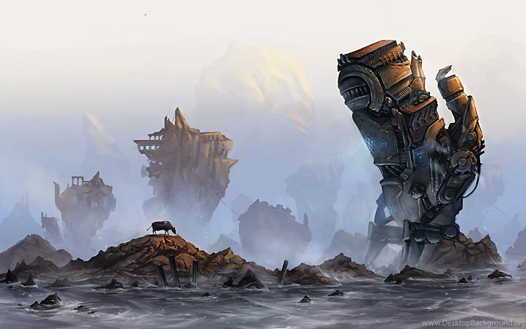 2560x1600 Rock, Giant, The Mechanism, Cow, Stones, Sea, Robot ...