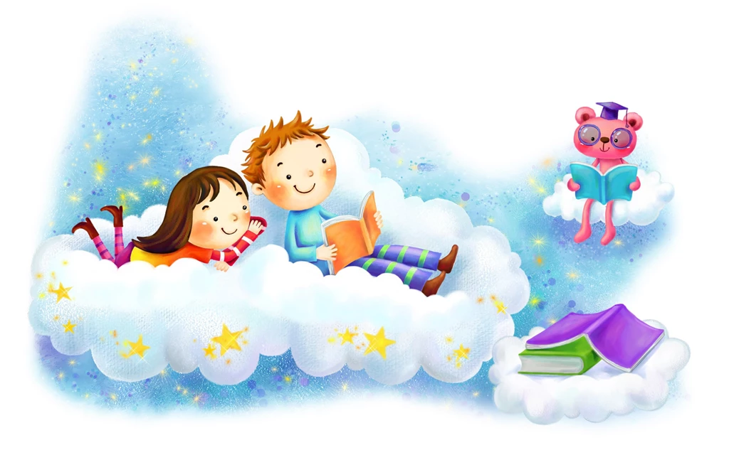Download Wallpapers 3840x2400 Drawing, Girl, Boy, Clouds, Fantasy ...