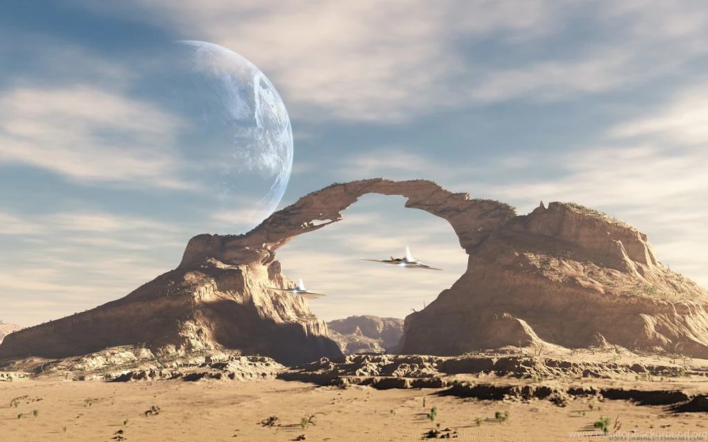 Spaceship Future Alien Landscape Arch Planet Wallpapers