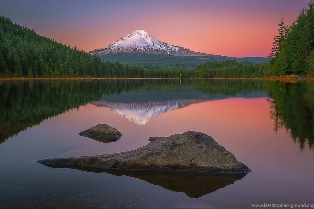 Landscape Nature Mountains Lake Forest Reflection Sunset Mount ...