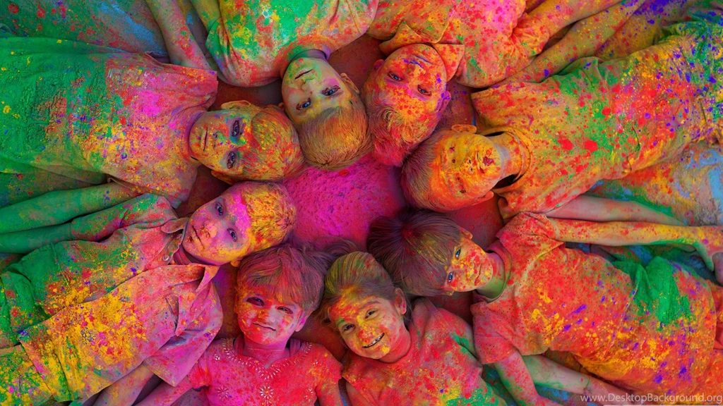 Cute Kids Painted By Colors Of Holi Wallpapers DreamLoveWallpapers