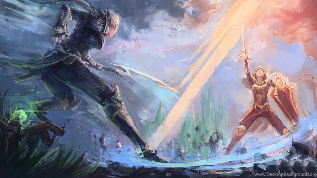 Leona Fighting Diana In League Of Legends HD Desktop Wallpapers ...