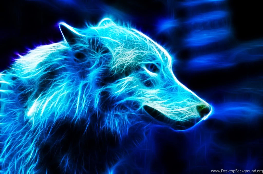 Jestingstock Com Neon Blue Wolf Wallpapers Desktop Background