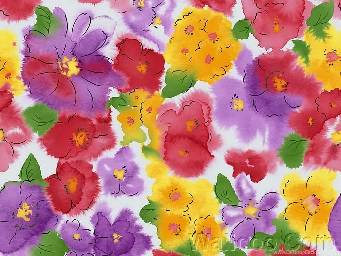 Colorful Flower Patterns, Watercolor Effect 3 Wallcoo.net