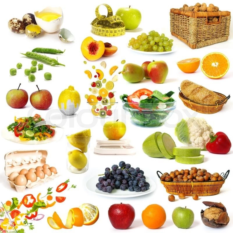 Healthy Food Collection Isolated On White Backgrounds