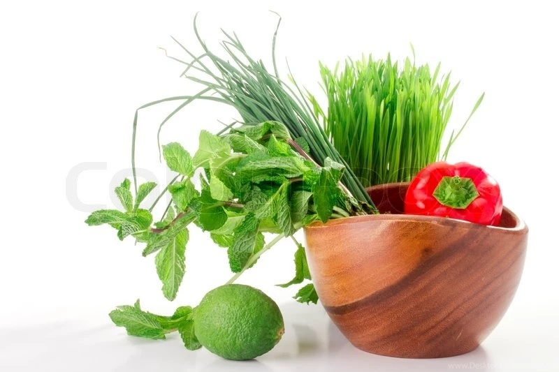 Healthy Green Food And Red Bell Pepper Isolated On A White ...