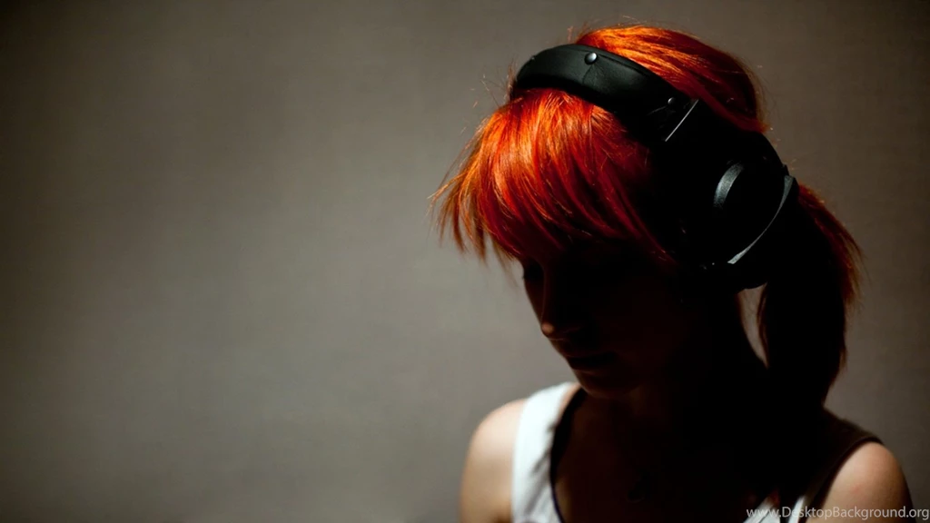 1366x768 Red, Girl, Hayley Williams, Headphones, Rude Wallpapers ...