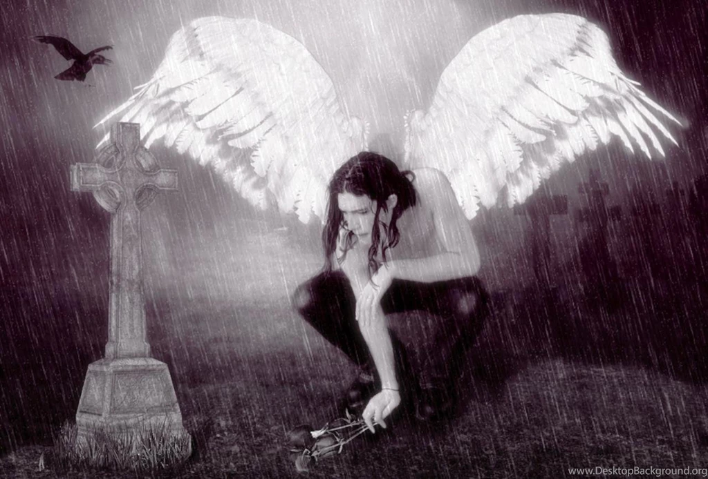 BLACK AND WHITE ANGEL WALLPAPER   (